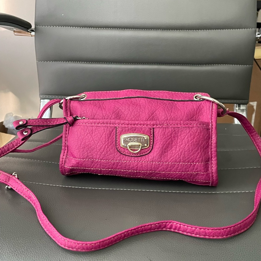 Rosetti Pink Crossbody Bag with Adjustable Strap and Textured Finish